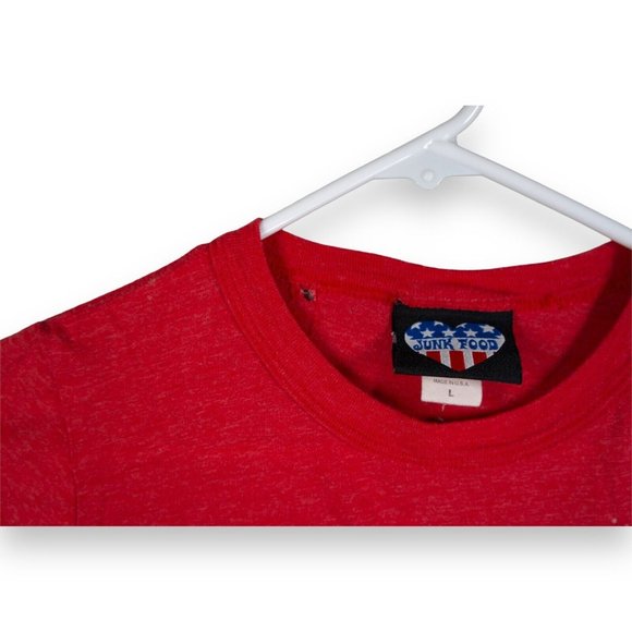 Junk Food Women's T-Shirt Size Large ACDC Graphic Red Made In USA - Picture 5 of 8